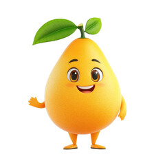 3D cartoon character mango, isolated on a white background. png