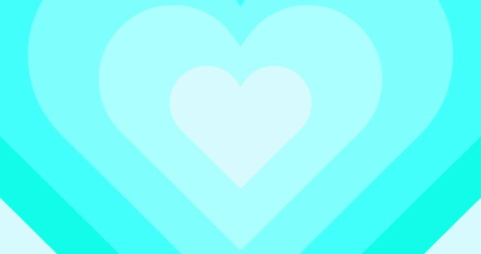 Moving hypnotic Heart in fast motion. Seamless Psychedelic hearts for Valentines day concept or festive day. Turquoise color