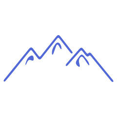 Blue mountain peaks against a white background