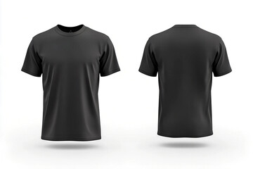 Naklejka premium Photo men's 3d rendering black t-shirt front and back mockup template 