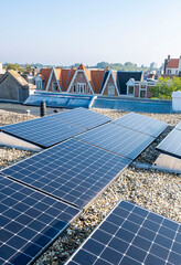Solar Panel House Roof Generator Energy The Hague Netherlands Blue Sky Sun