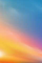 Naklejka premium Sunset,Sky Cloud Background,Sunrise with Yellow,Orange,Blue Sky,Vertical Nature Landscape Dramatic Golden Hour with twilight Sky in Evening after Sun Dawn,Vector Horizon Spring sundown by Sea Beach