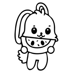 A cute cartoon rabbit character with large eyes and a polka dot pattern on its body