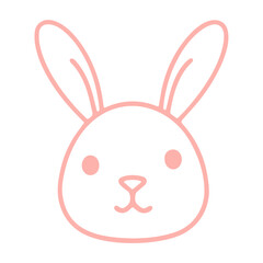 A cute pink rabbit with large ears and a simple, minimalist design