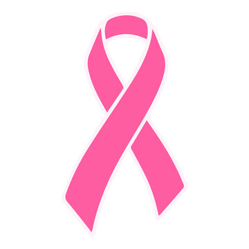 A bright pink ribbon, the symbol for breast cancer awareness