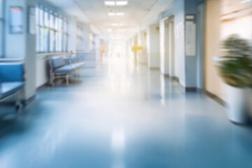 Blurred background - Abstract blur hospital and clinic interior for background. Abstract blur hospital corridor defocused Medical background.