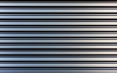 Close-up of a steel garage door with bold horizontal ridges, highlighting strength and durability, industrial aesthetics concept
