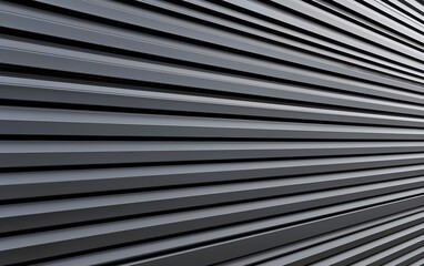 Obraz premium Close-up of a steel garage door with bold horizontal ridges, highlighting strength and durability, industrial aesthetics concept