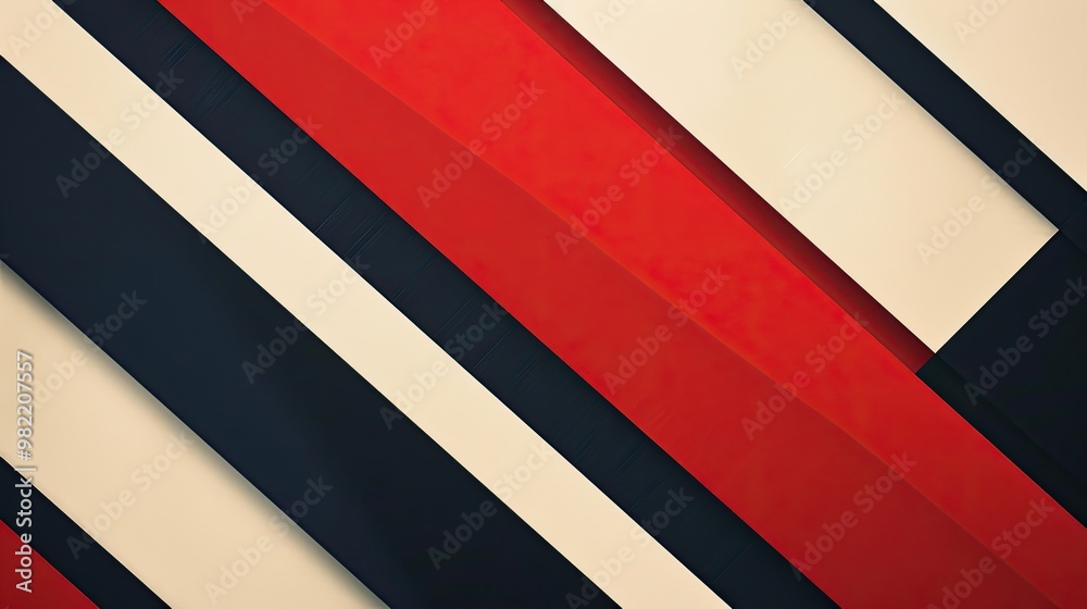 Canvas Prints minimalist background with staggered parallelograms in bold red navy and ivory tones