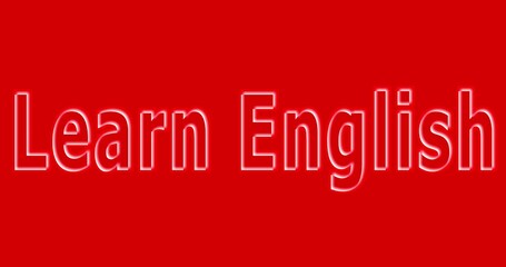  Learn English. Red stamp text on a white background. Learning animation.