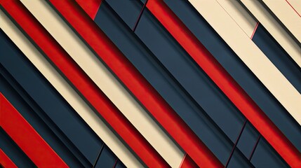 Obraz premium Bold geometric design with staggered parallelograms and diagonal lines in crimson and navy