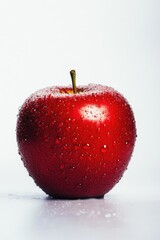 Fresh red apple with water droplets