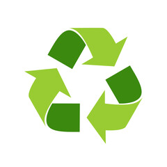 Recycle symbol. Flat recycling arrow icon vector illustration.