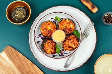 Stuffed baked mushroom caps.