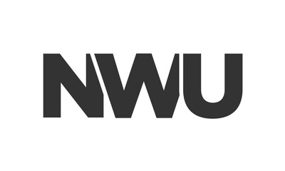 NWU logo design template with strong and modern bold text. Initial based vector logotype featuring simple and minimal typography. Trendy company identity.