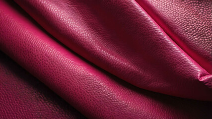 Neon pink light on pebbled leather surface background