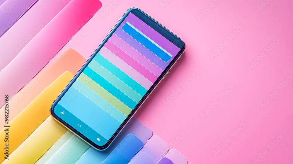 Poster a smartphone screen displaying an online shopping app with vibrant pop-up discount banners taking ov