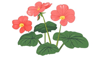 Begonia simple flat vector. Generative AI