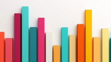 Colorful 3D bar chart representing data analysis and business statistics on a white background. Suitable for presentations and reporting.