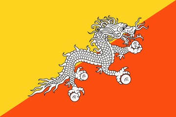 Bhutan flag, official colors and proportion correctly. National Bhutan flag. Vector illustration. Illustration of Bhutan flag. Bhutan flag
