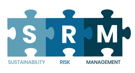 SRM - Sustainability Risk Management acronym. business concept background. vector illustration concept with keywords and icons. lettering illustration with icons for web banner, flyer, landing