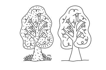 Vector image of trees drawn by hand