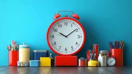 A digital timer counting down the remaining time for a flash sale, with various items on display and their original prices crossed out, showing new discounted prices in bold. Large space for text in