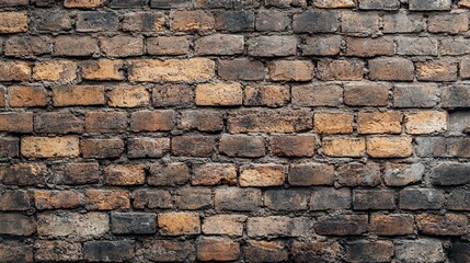 Obraz premium Close-up of an Old Brick Wall with Uneven Mortar