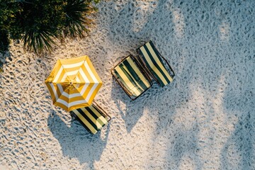 Beautiful aerial view of the beach with waves, the sea is blue and green. Seamless looping 4k time-lapse video animation background. Beautiful simple AI generated image