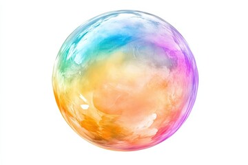 Rainbow gradient bubbles floating on a vibrant abstract background with light reflections and bokeh effect - Generative ai. Beautiful simple AI generated image