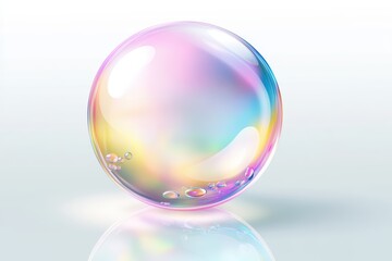 Rainbow gradient bubbles floating on a vibrant abstract background with light reflections and bokeh effect - Generative ai. Beautiful simple AI generated image