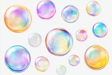 Abstract Background- render of opal bubbles floating on blue sky. Beautiful simple AI generated image