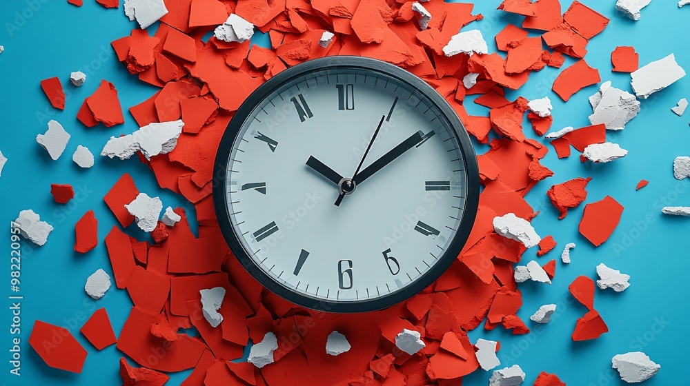 Poster A flash sale countdown clock set against a dynamic background. Products with price reductions are displayed next to the timer, emphasizing the urgency of the limited-time offer. Large space for text