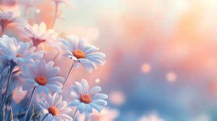 Fototapeta premium Close-up of Delicate White Daisies with Soft Blurred Background