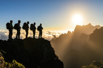 friendship, summer holidays and people concept - group of happy friends having fun on beach. Beautiful simple AI generated image
