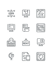File, File sharing, Flasks, Folder Secure, GDPR, Gimble, Graphic, set of icons for web design, vector illustration