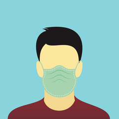 Workman wear the mask illustration. Industrial and construction work personal protective equipment when work with chemical, dusty or hazardous material