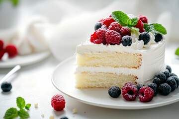 Strawberry cheesecake close-up made with Ai generative technology. Beautiful simple AI generated image