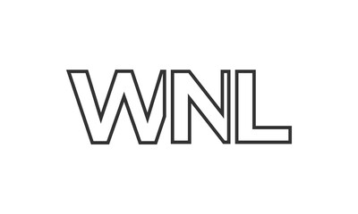 WNL logo design template with strong and modern bold text. Initial based vector logotype featuring simple and minimal typography. Trendy company identity.