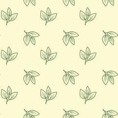 Hand drawn floral pattern vector design. Simple ornament with plant and leaf.