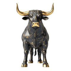 Naklejka premium 3D rendering of an ancient bronze bull statue Isolated on white background.