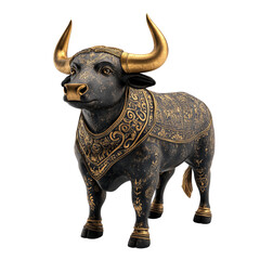 Fototapeta premium 3D rendering of an ancient bronze bull statue Isolated on white background.