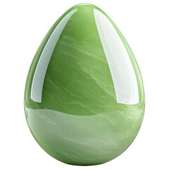 Smooth polished green jade gemstone with a glossy egg shape on a transparent background clipart