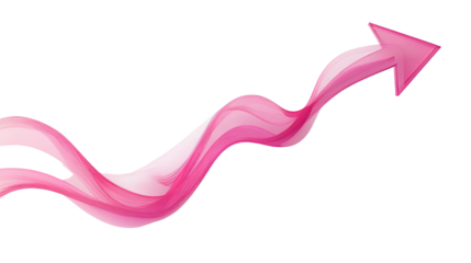 curved graph arrow on white transparent background