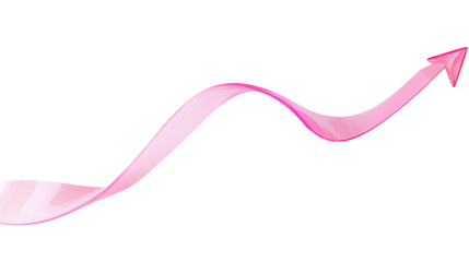 curved graph arrow on white transparent background