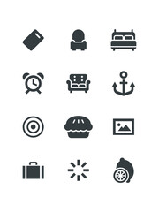 Fototapeta premium Lemon, Loading, Menu, Next, Paperclip, Picture, Pie, Resize, set of icons for web design, vector illustration