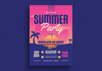 Gradient Retro Summer Party Event Flyer