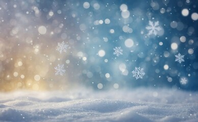 Naklejka premium Winter Landscape with Snowflakes and Bright, Bokeh,Festive Christmas backdrop with holiday charm