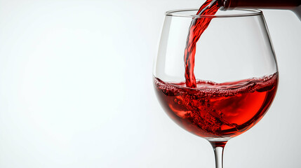 Pouring Red Wine into Glass with Elegant Flow and Bubbles