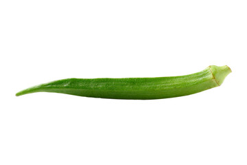 Fresh green okra on transparent background
